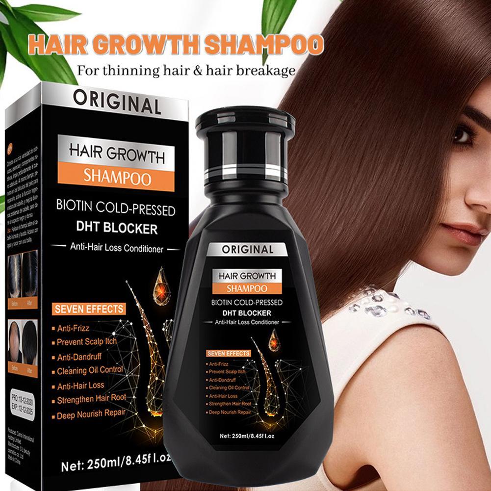 Hair Care Dandruff - 250ML Biotin แชมพูแปรงหวีสําหรับผม Anti-รังแคบรรเทาอาการคันเสริมสร้างผมร่วง Treatment สําหรับผู้หญิงผู้ชาย