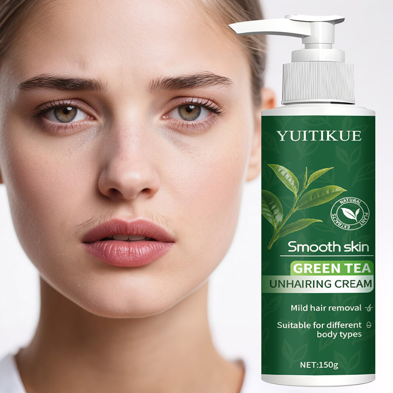 Hair Care Lotion - YUITIKUE ครีมกำจัดขนชาเขียว 150 กรัม ครีมกำจัดขนสูตรอ่อนโยนและอ่อนช้าเพื่อผิวเรียบเนียนสำหรับทุกสภาพผิว