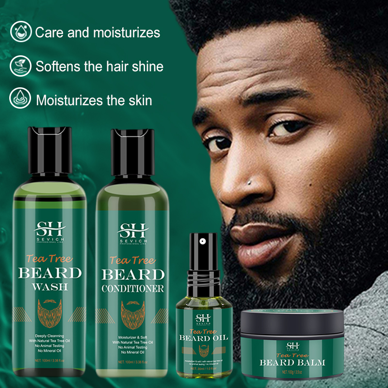 Hair Care Organic - Tea Tree Beard Oil ชุดสําหรับชายธรรมชาติสารสกัดจากพืช Organic